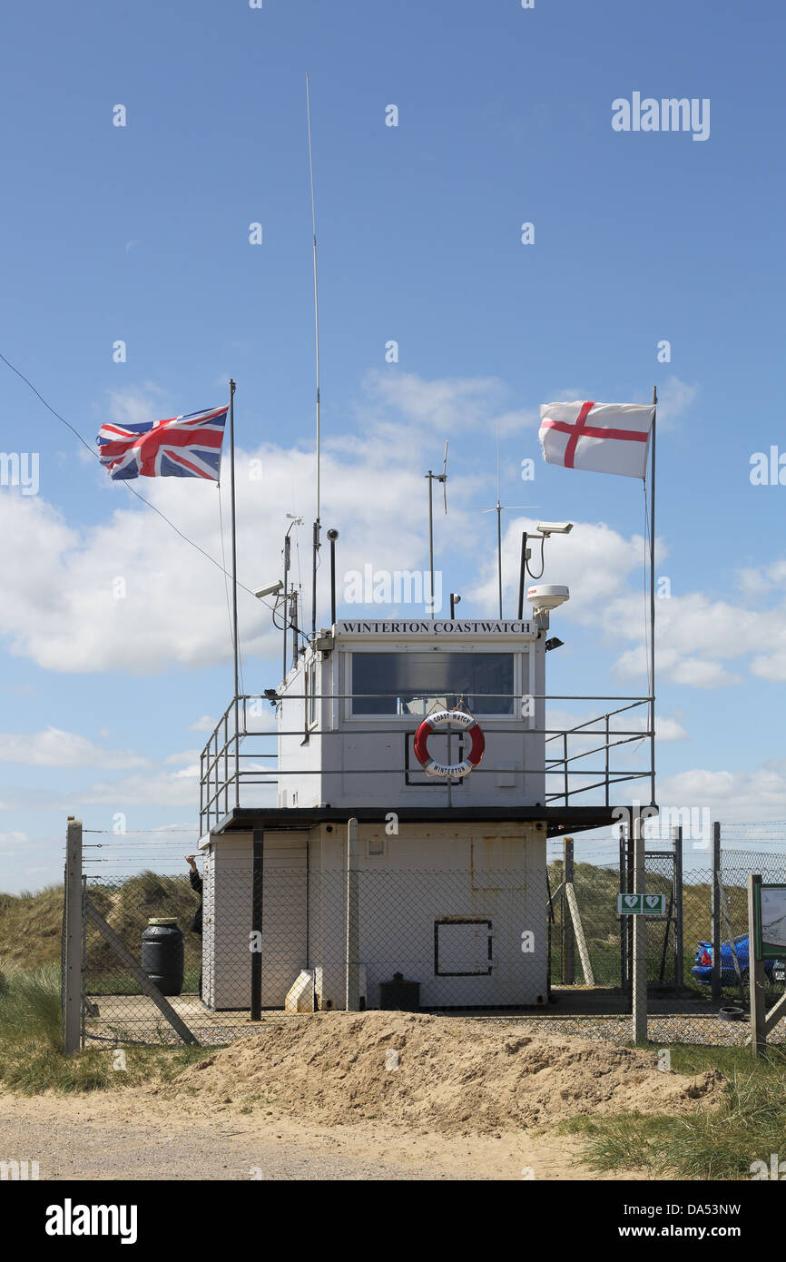 Coast Watch lookout tower a winterton sulla costa di Norfolk Foto Stock