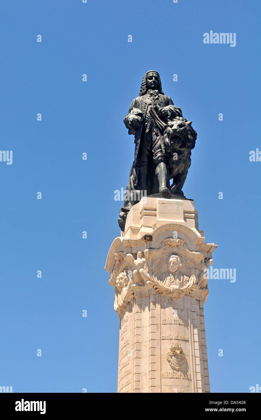 Marques De Pombal la statua Lisbona Portogallo Foto Stock