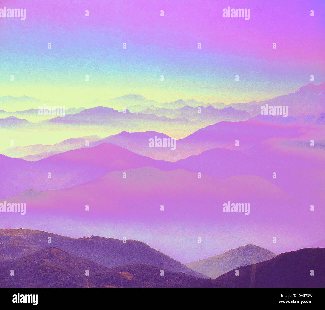 La Svizzera, Ticino, montagne, panorama, Monte Rosa, visualizzare alienati, malva Foto Stock