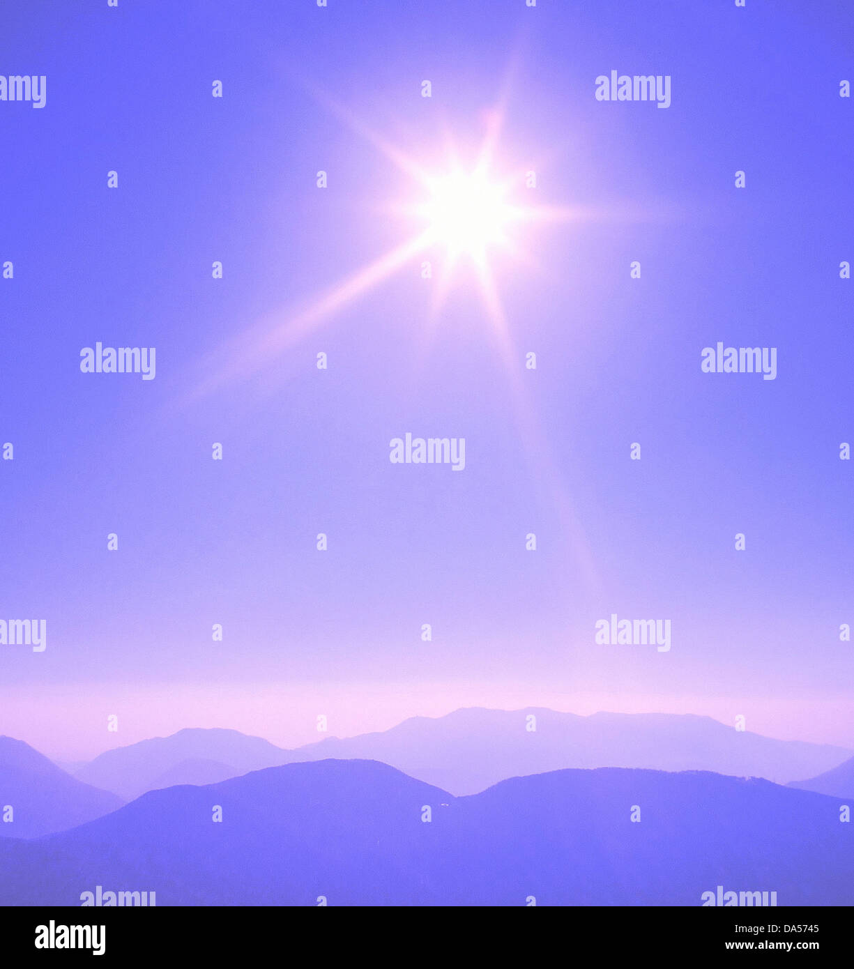 La Svizzera, Ticino, montagne, panorama, visualizzare il sole, raggi, travi, alienato, Foto Stock