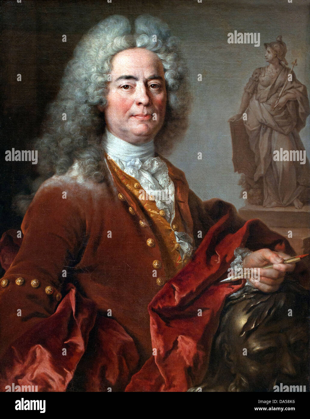 Ritratto dello scultore Jean Thierry, 1730, Nicolas de Largillière, olio su tela, arte barocca francese, Musée des Beaux-Arts, Lione, francese, Francia. Foto Stock
