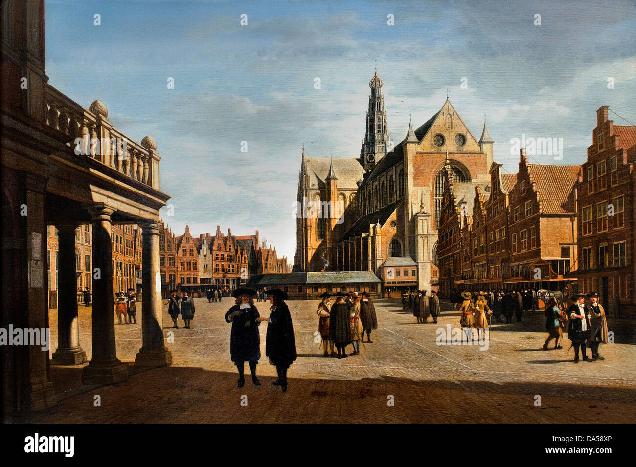 La Piazza del Mercato di Haarlem con la St Bavo 1673 Gerrit Adriaensz Beckheyde 1638-1698 olandese Paesi Bassi Foto Stock