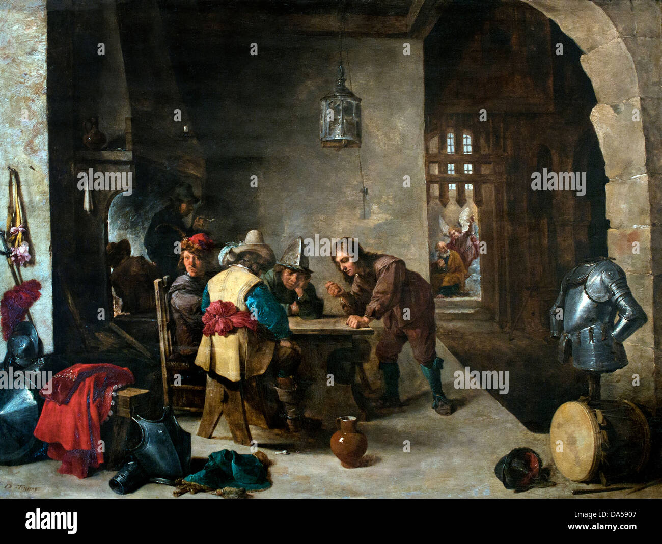 La protezione con il rilascio nel 1630 di Peter David Teniers il Giovane 1610-1690 belga Belgio Foto Stock