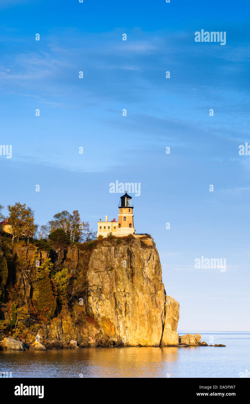 Split Rock faro di Split Faro Rock State Park sulla sponda nord del Lago Superior in Minnesota. Foto Stock