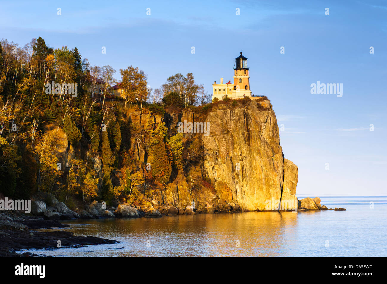 Split Rock faro di Split Faro Rock State Park sulla sponda nord del Lago Superior in Minnesota. Foto Stock