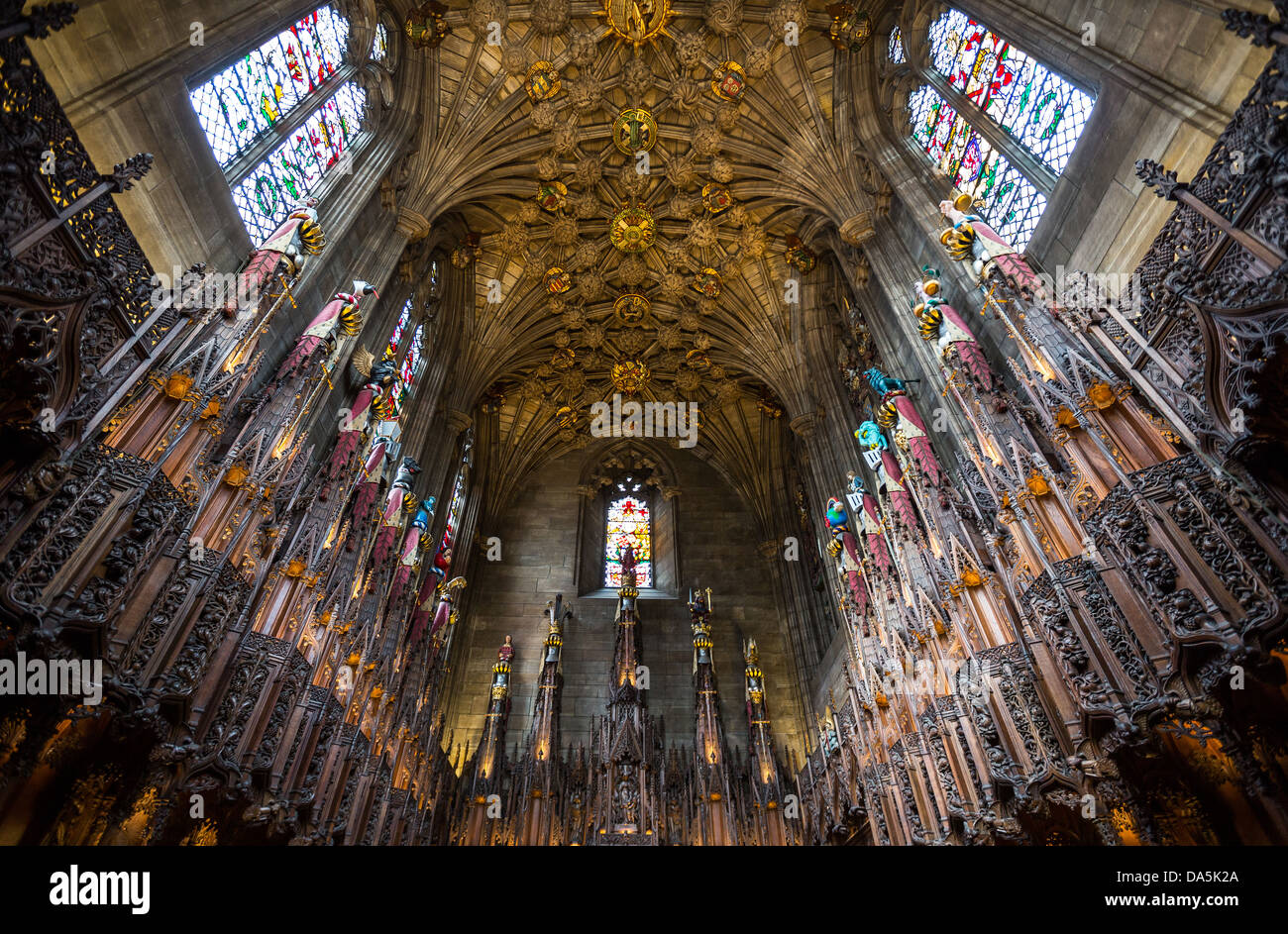 Europa Gran Bretagna, Scozia, Edimburgo, Cattedrale di St. Giles interiore, il Thistle cappella. Foto Stock