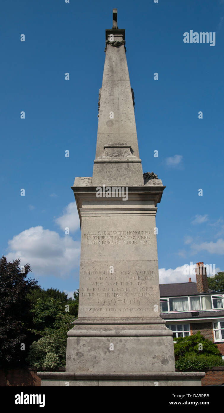 Un monumento in onore di memoria gli uomini di Wimbledon, che hanno dato la loro vita per il loro re e il paese nella grande guerra 1914 -1918 Foto Stock