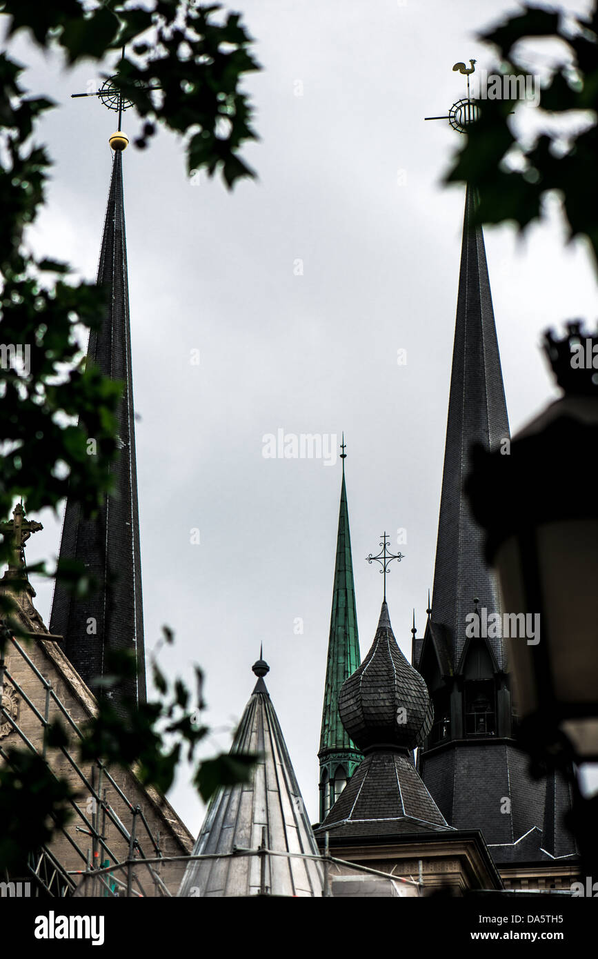 Cattedrale di Notre Dame, Lussemburgo / Guglie Foto Stock