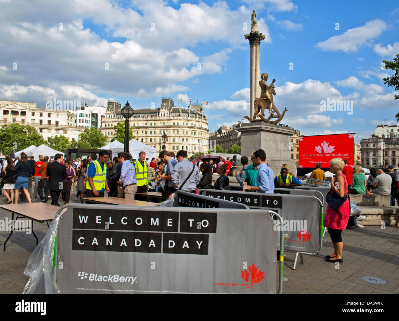 Canada Day 2013 a Trafalgar Square, City of Westminster, Londra, Inghilterra, Regno Unito Foto Stock