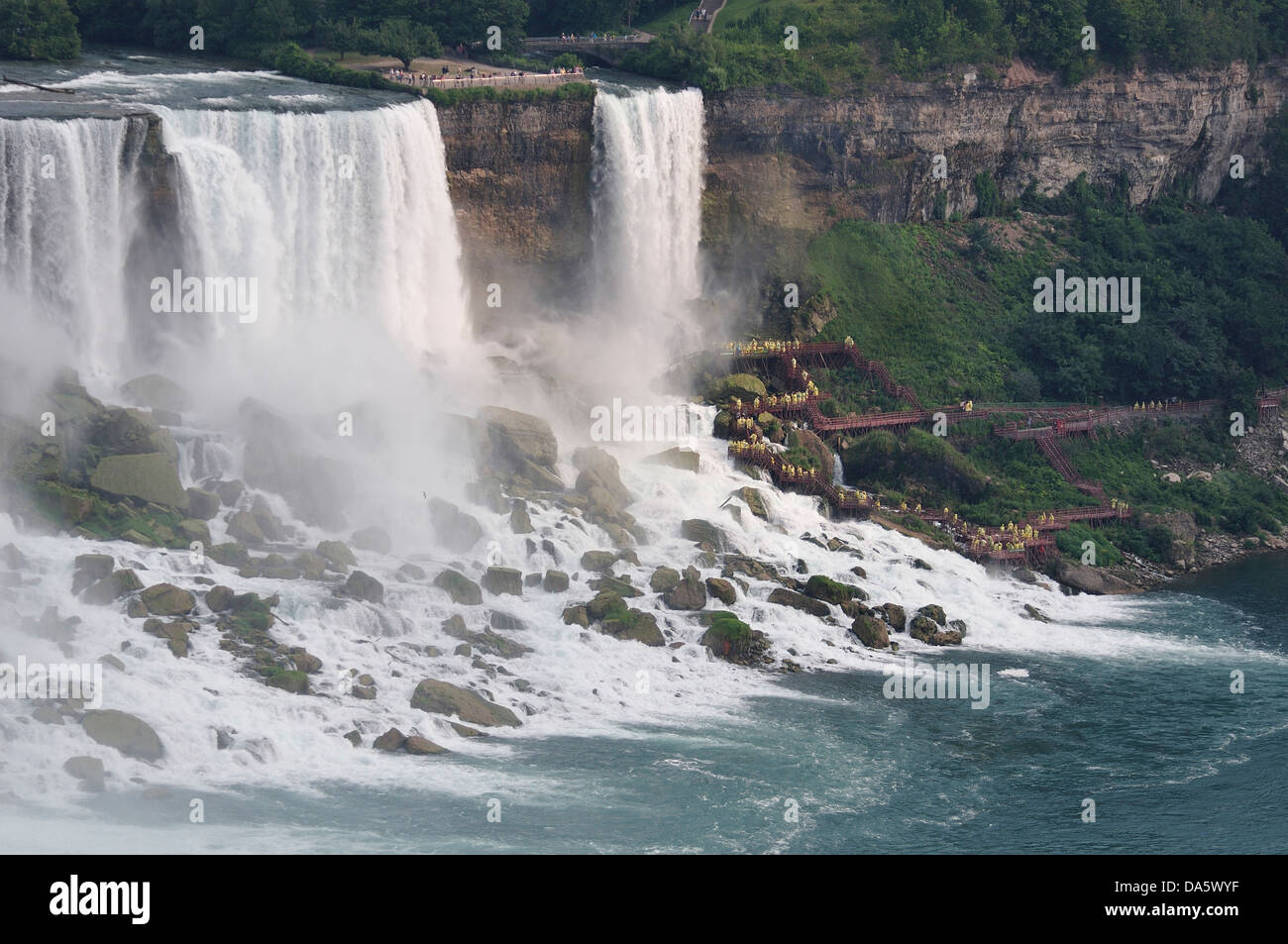 American Falls, Canada, Niagara Falls, Acqua, Fiume Niagara, Ontario, Viaggi, vista aerea, giorno, ore diurne, vista in elevazione, caduta Foto Stock