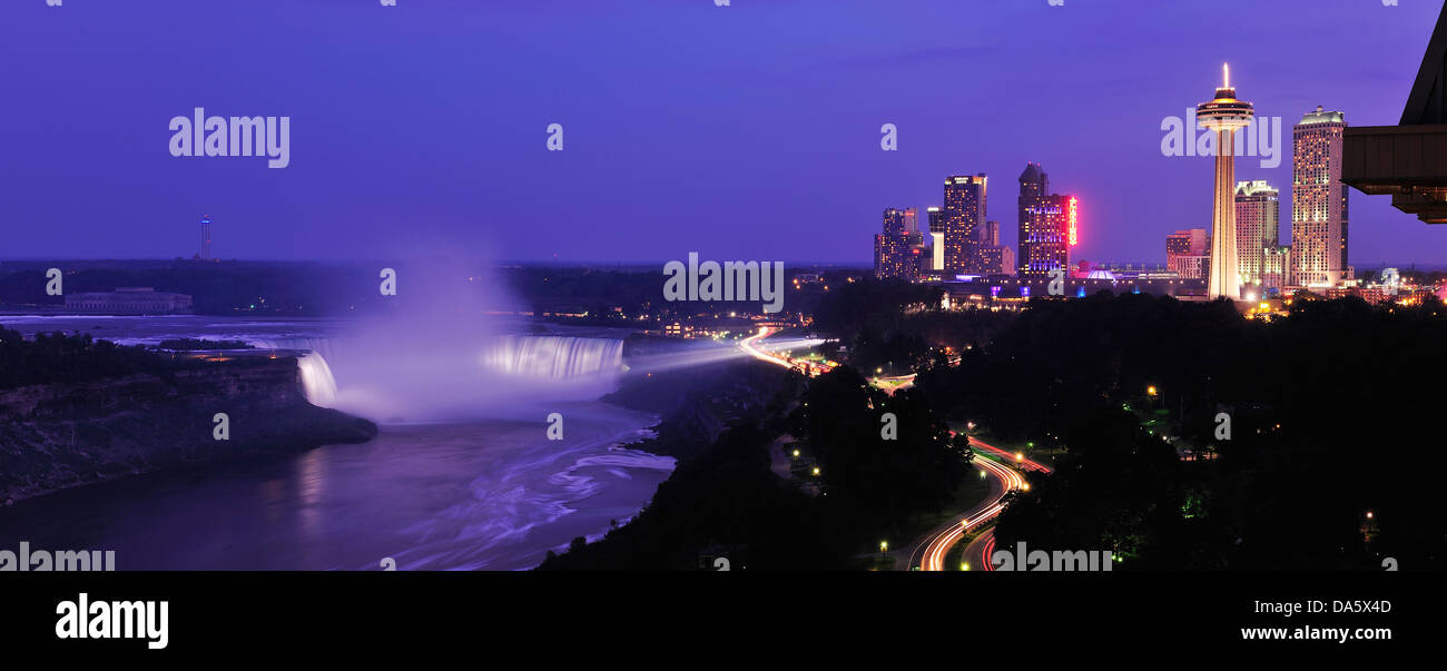 American Falls, Canada, confine internazionale, nello Stato di New York, Stati Uniti d'America, Stati Uniti, America, Niagara Falls, Acqua, Fiume Niagara, Foto Stock
