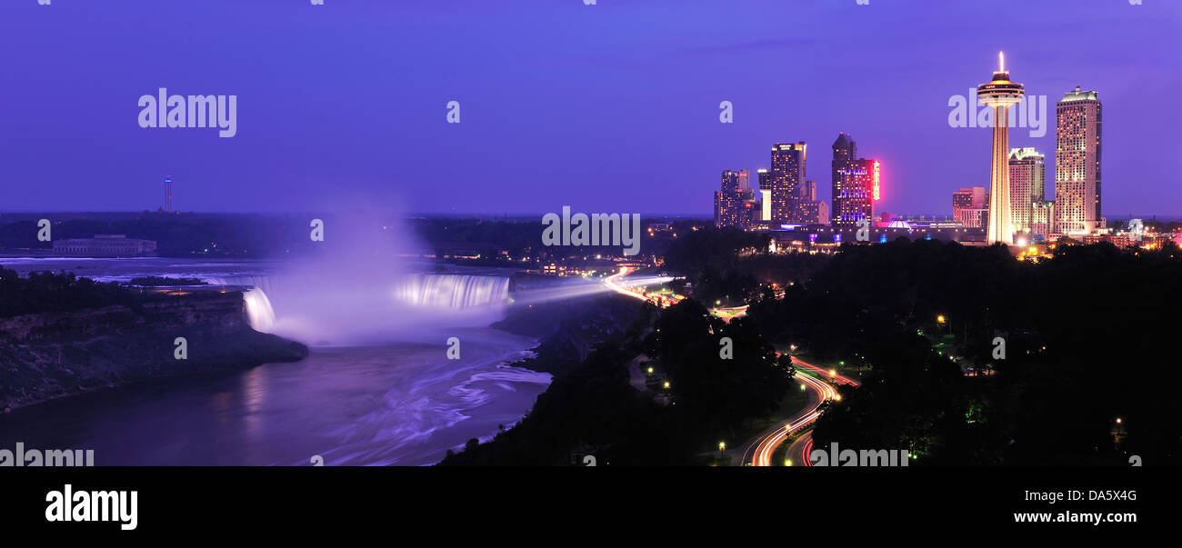 American Falls, Canada, confine internazionale, nello Stato di New York, Stati Uniti d'America, Stati Uniti, America, Niagara Falls, Acqua, Fiume Niagara, Foto Stock