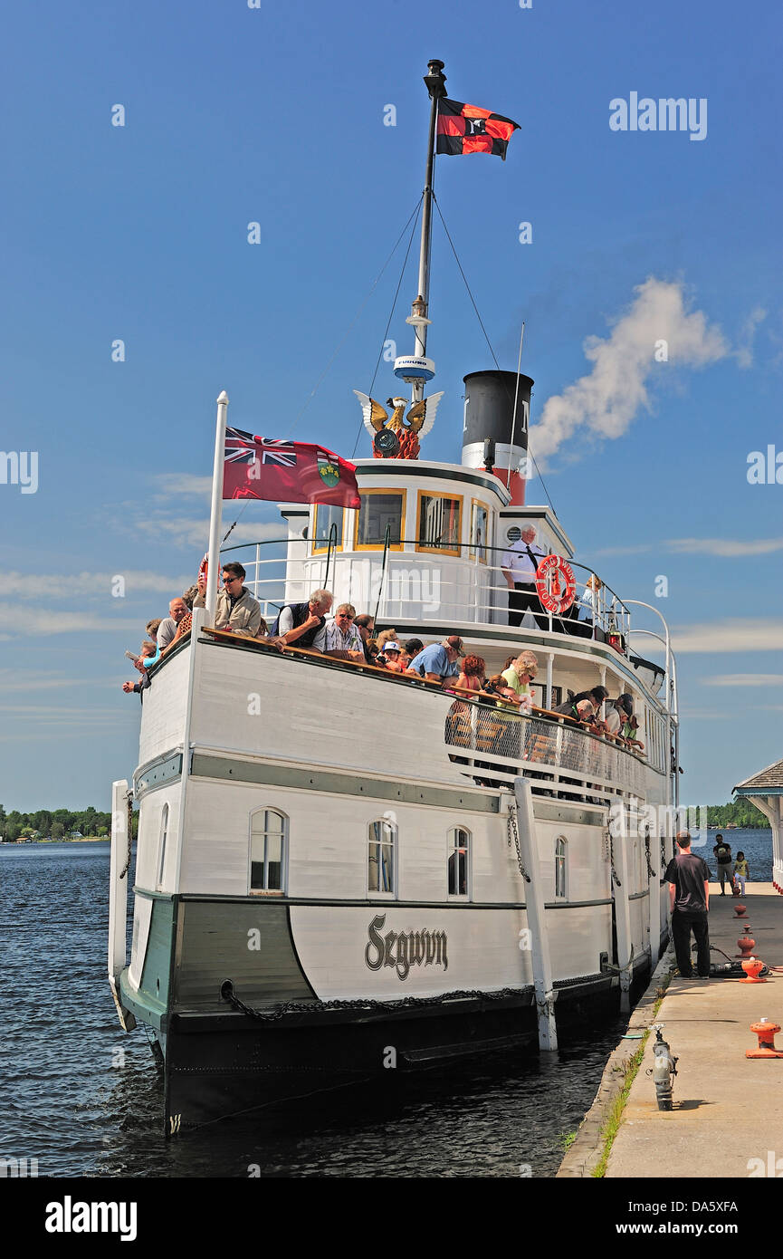 Steamboat, barca, Segwun, Lago Muskoka, sul lago Ontario, Canada, Gravenhurst, dock Foto Stock