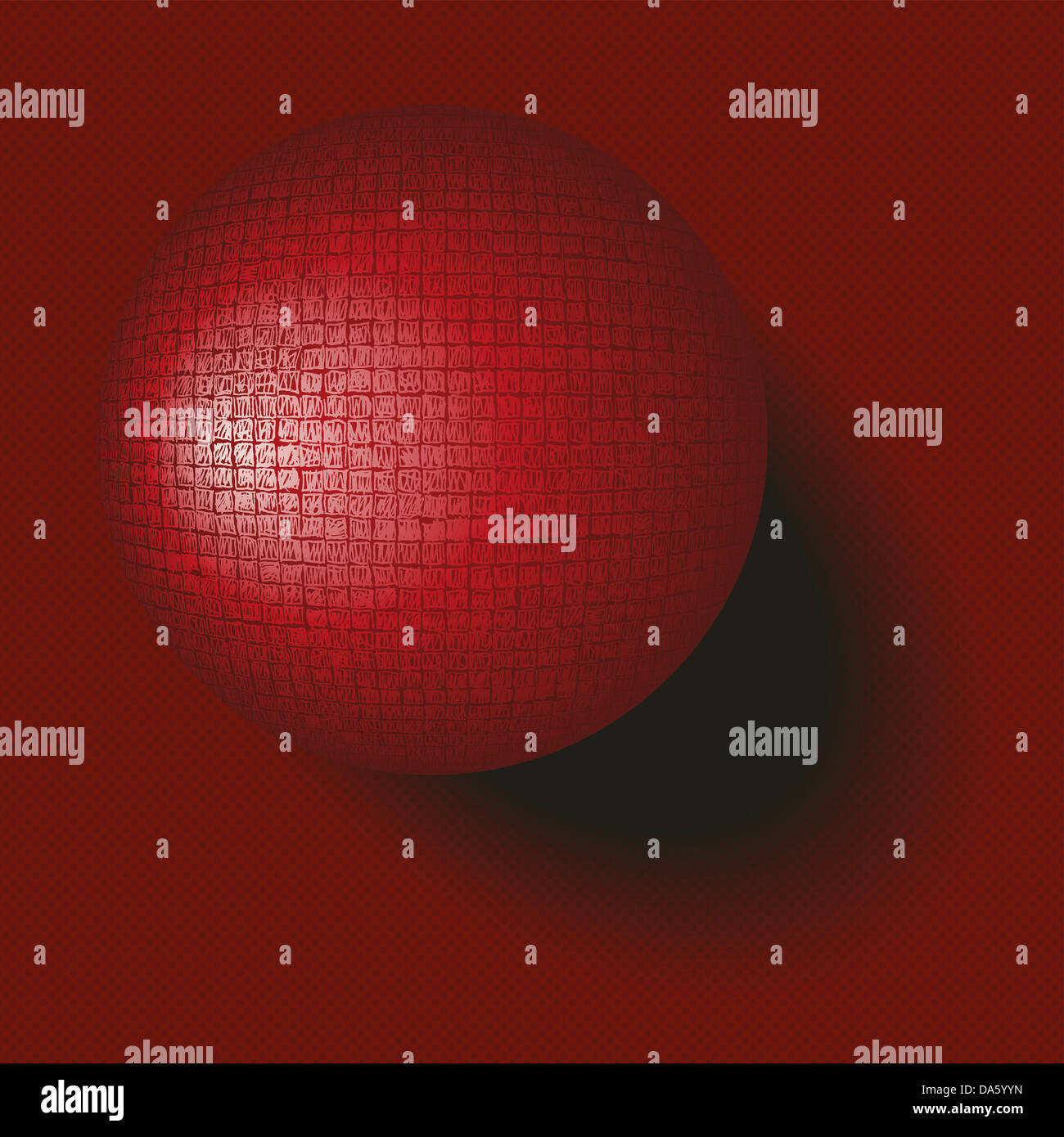 Rosso scuro sfera strutturata sul piano Foto Stock
