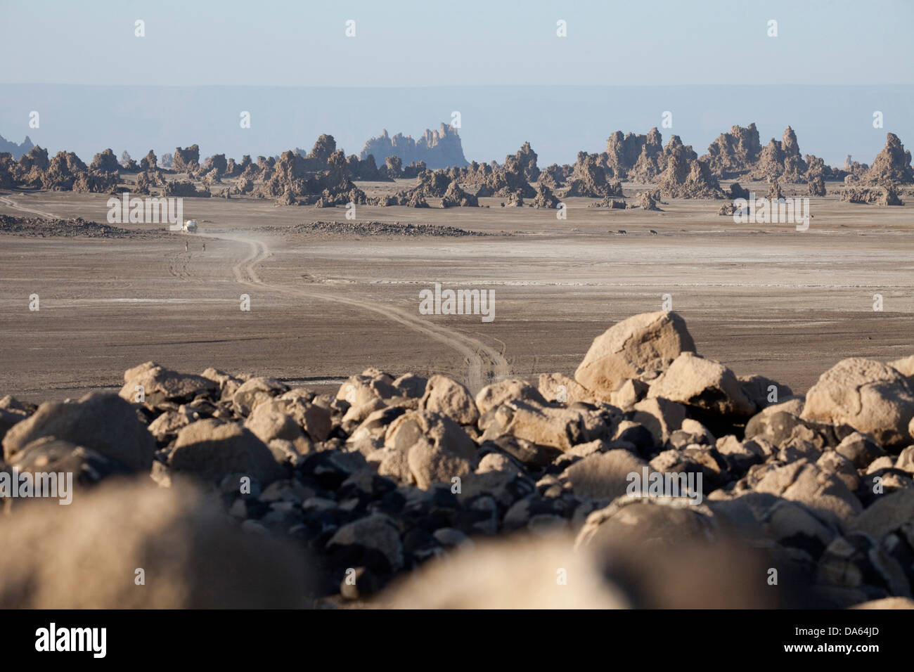 Camini di calce, rocce, scogliere, formazione di scogliera, rock, Abbesee, Gibuti, Africa, montagna, montagne, paesaggio, paesaggio, natura, Foto Stock