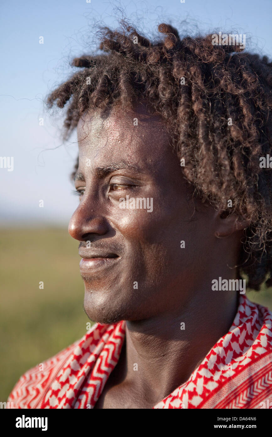 Lontano, uomo, Africa, agricoltura, uomo, ritratto, Etiopia, Foto Stock