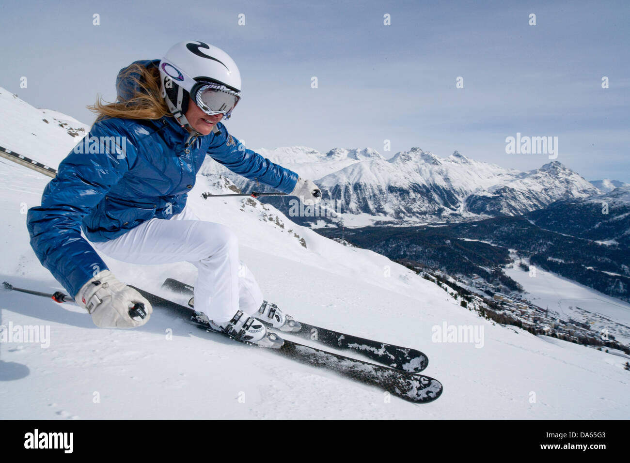 Sci, sport invernali, sci area, Corviglia, sci, sci, sport invernali, carving, inverno, sport, tempo libero, svago, adventur Foto Stock