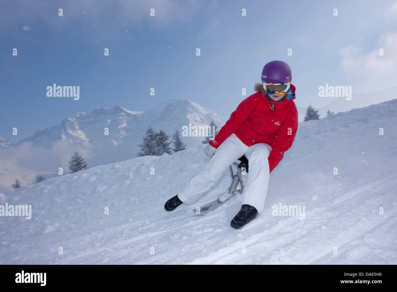 Skibock, Adelboden, turismo, vacanze, sentiero in inverno, sport invernali, il cantone di Berna Oberland Bernese, Svizzera, Europa, gir Foto Stock