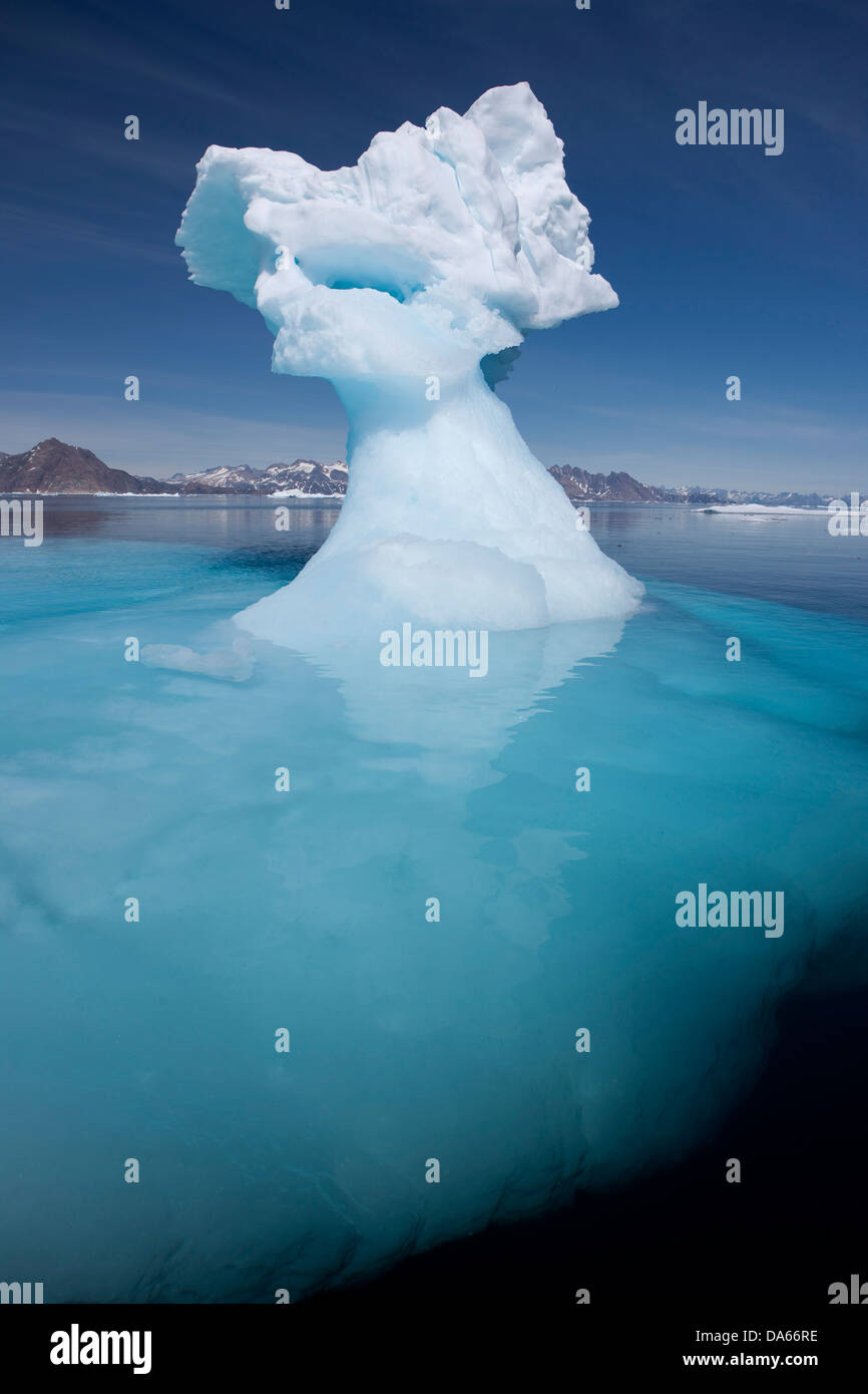 Iceberg, Groenlandia, est della Groenlandia, ghiaccio iceberg, Tassiilaq, natura, formazione, gruppo, bianco, blu, freddo, Foto Stock