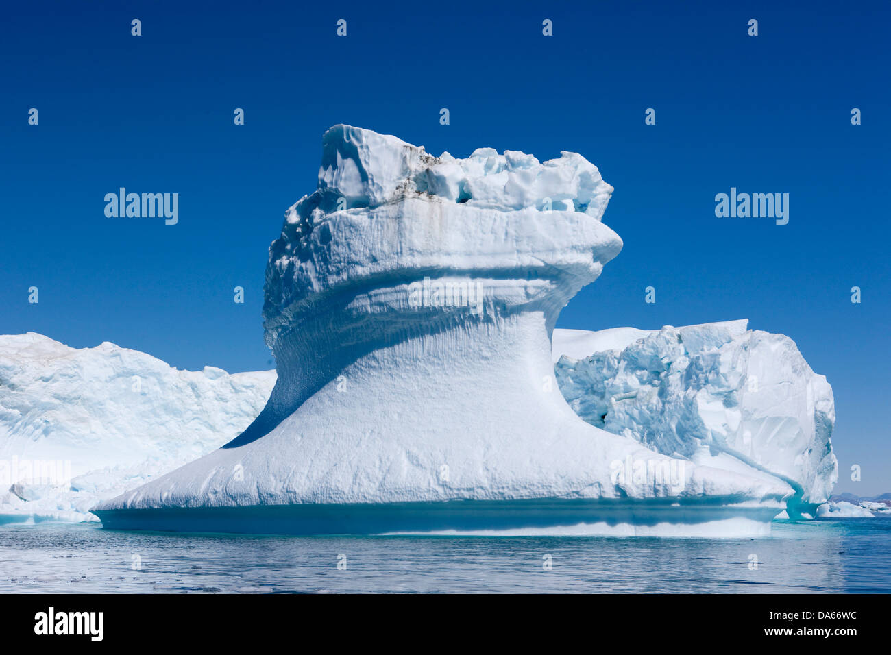 Iceberg, Groenlandia, est della Groenlandia, ghiaccio iceberg, Tassiilaq, natura, formazione, gruppo, bianco, blu, freddo, Foto Stock
