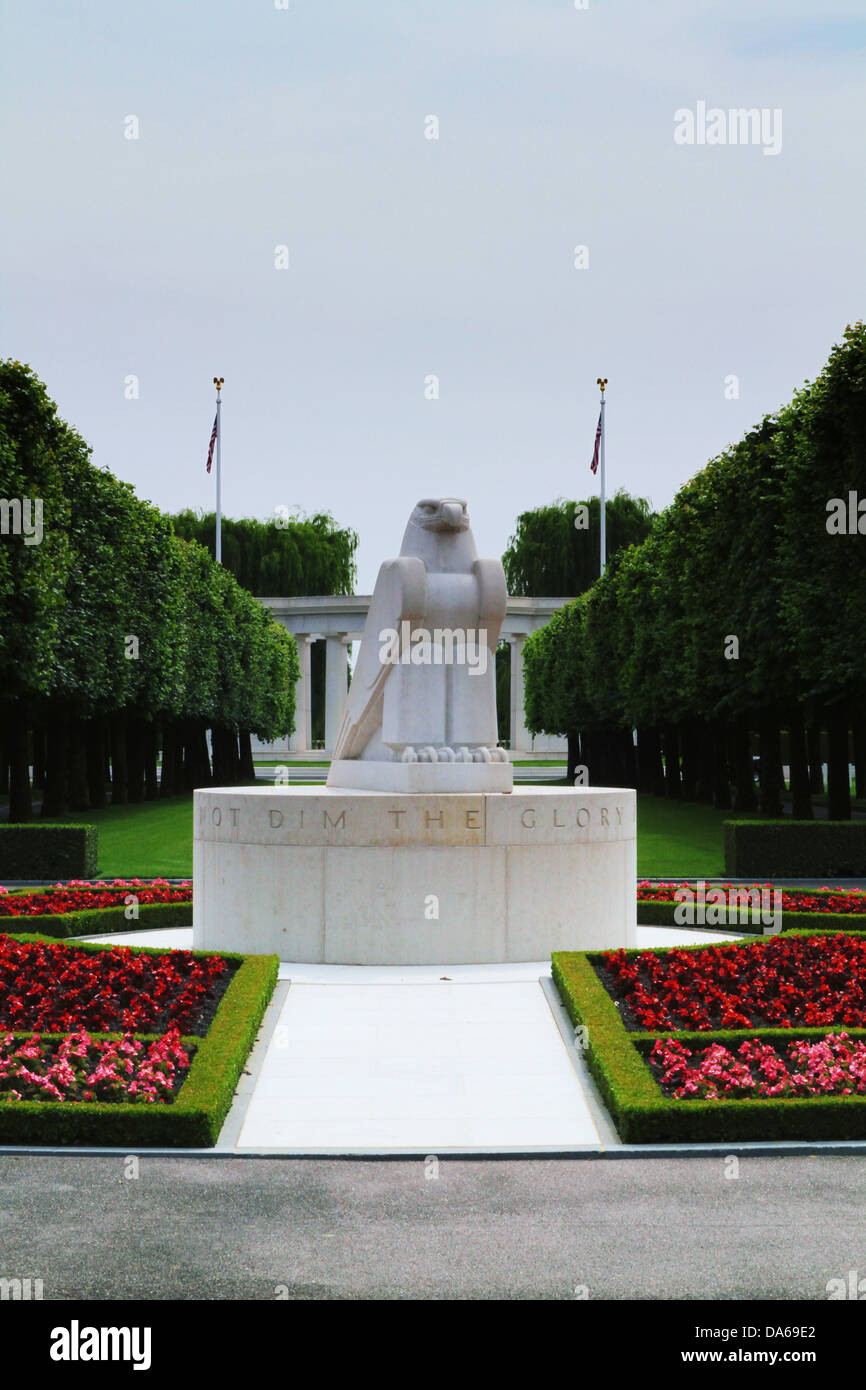 La scultura centrale di stilizzazione di una American Eagle al Meuse-Argonne Cimitero e memoriale americano in Francia, Foto Stock