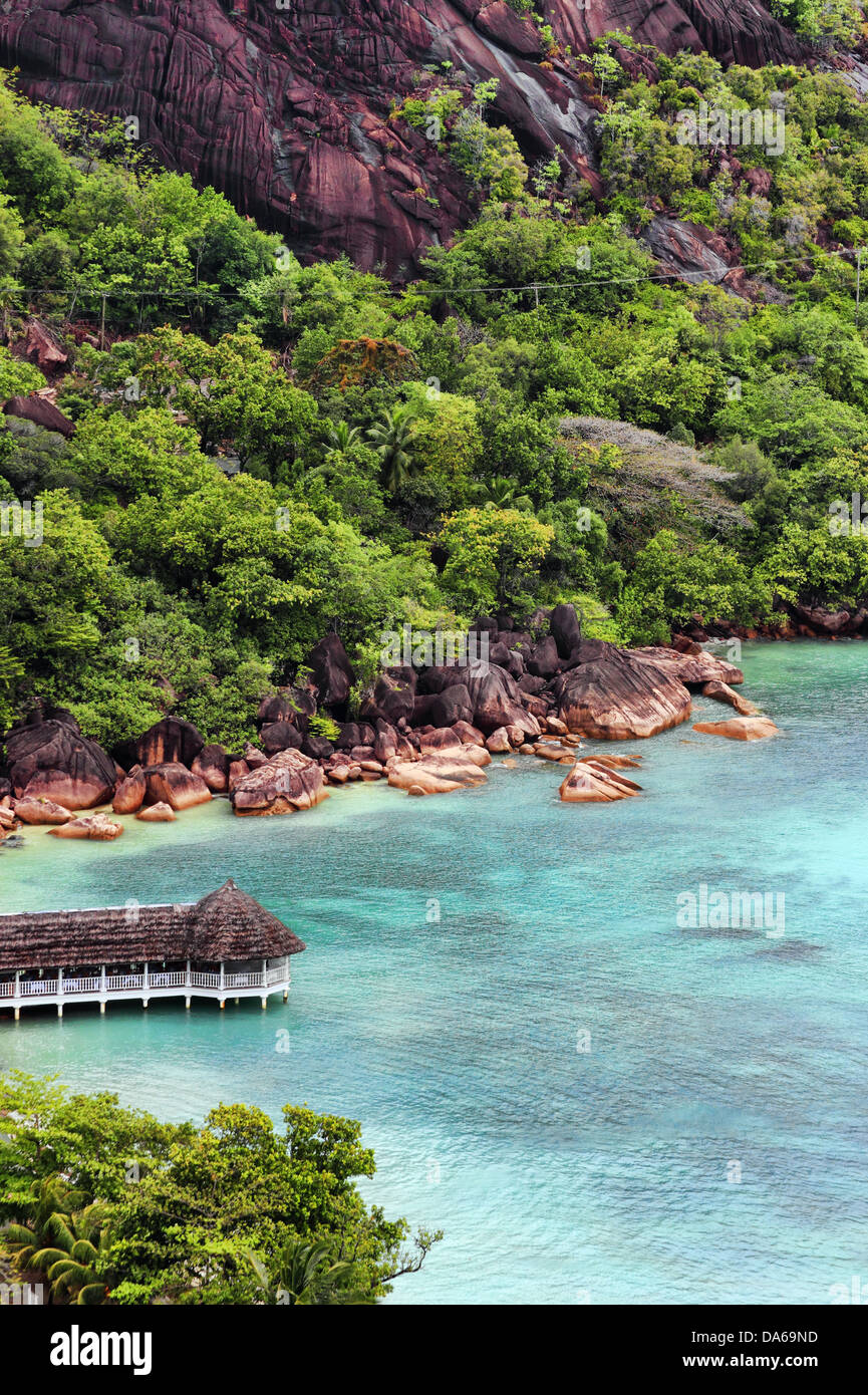 Scenario delle Seychelles - Isola di Praslin Foto Stock
