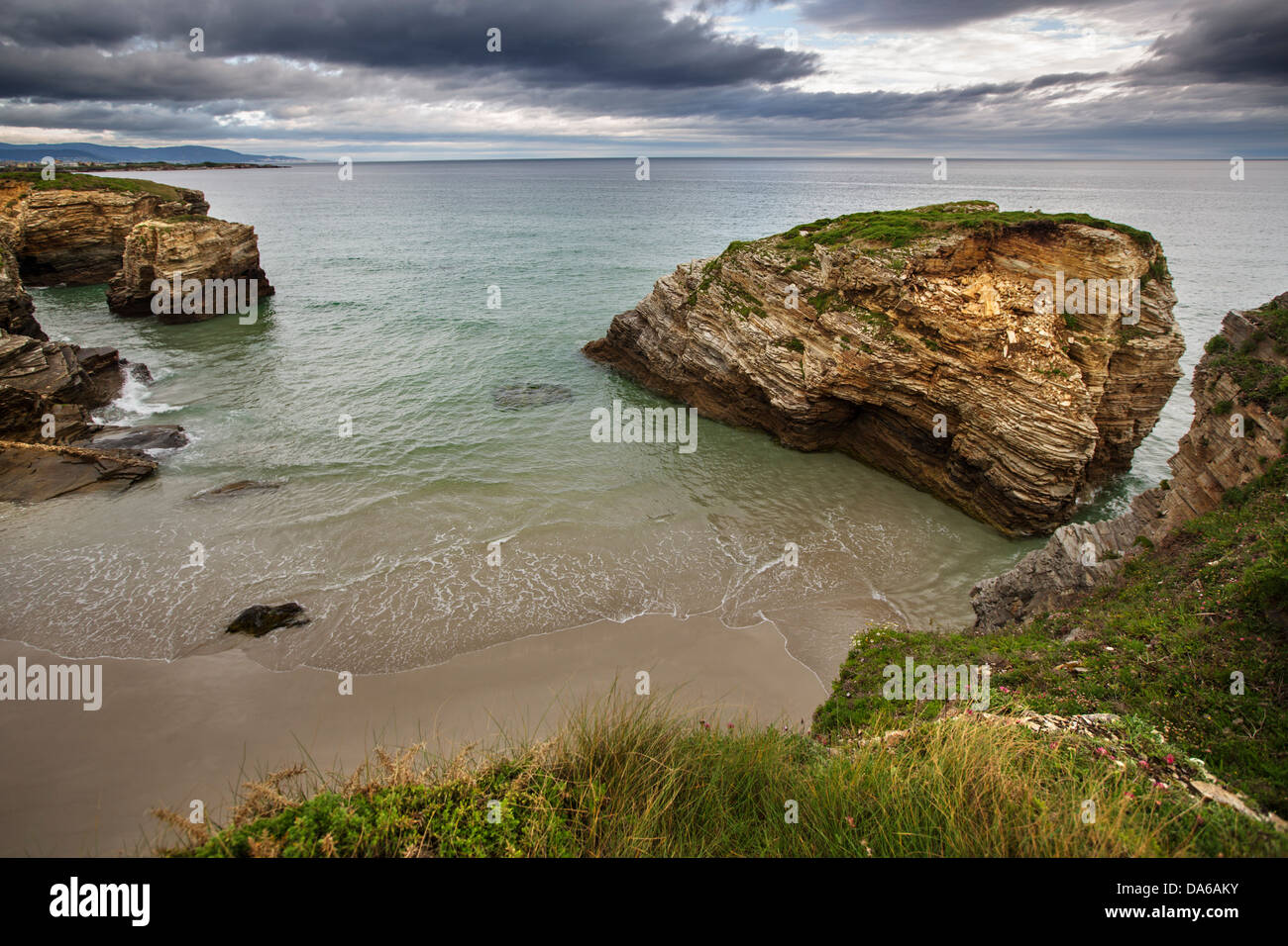 Natura paesaggio las Catedrales Beach Ribadeo Lugo Galizia Spagna Foto Stock