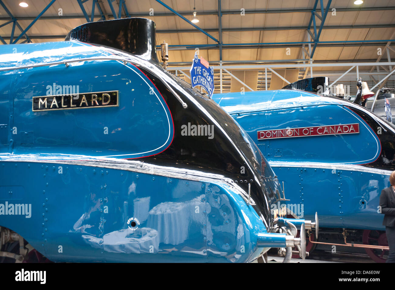 Grande raduno di A4 class locomotive a vapore al National Railway Museum di York Foto Stock