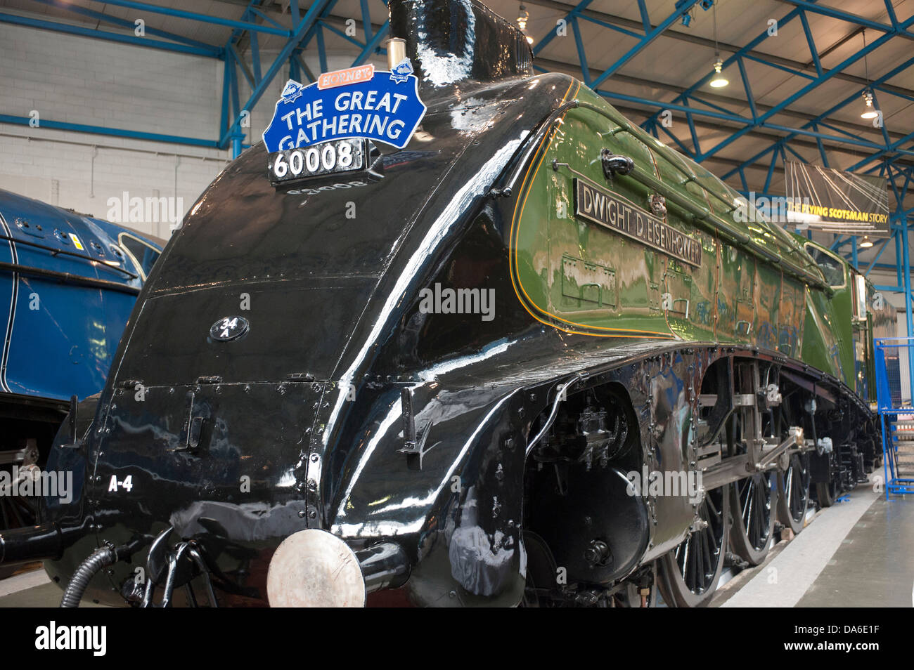 Grande raduno di A4 class locomotive a vapore al National Railway Museum di York Foto Stock