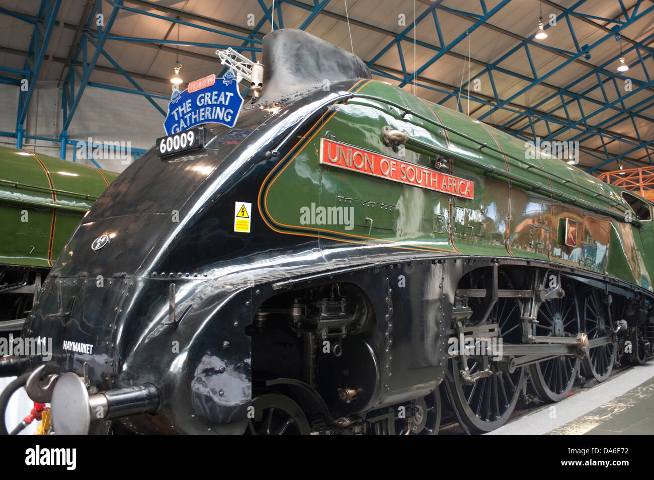 Grande raduno di A4 class locomotive a vapore al National Railway Museum di York Foto Stock