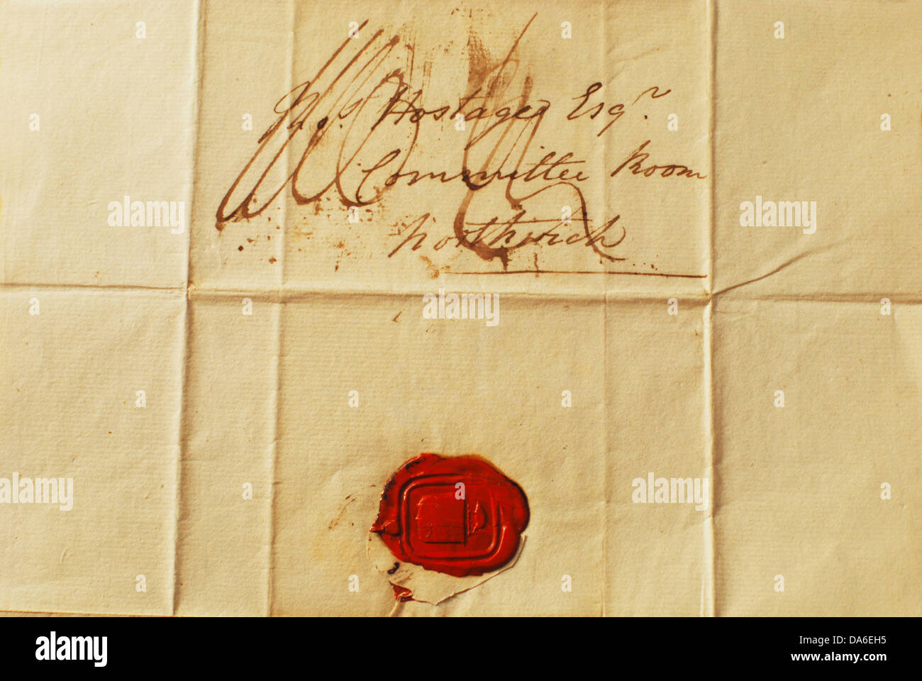 Vecchia Lettera con sigillo - Sfondi - Texture - Corrispondenza dal 1800 antico paesaggio Foto Stock
