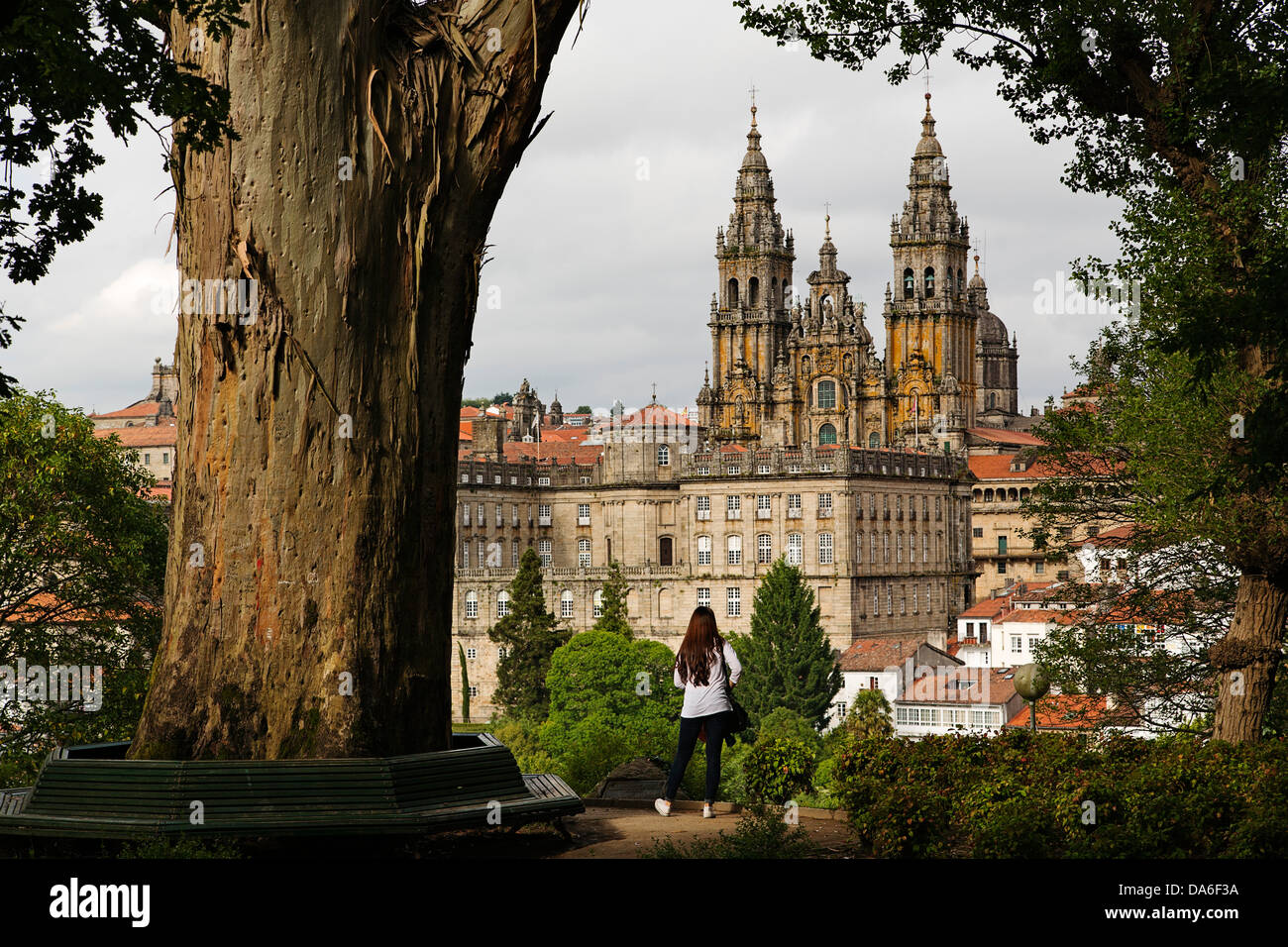 Cattedrale romanica Patrimonio Mondiale Camino Xacobeo Santiago de Compostela A Coruña Galizia Spagna Foto Stock