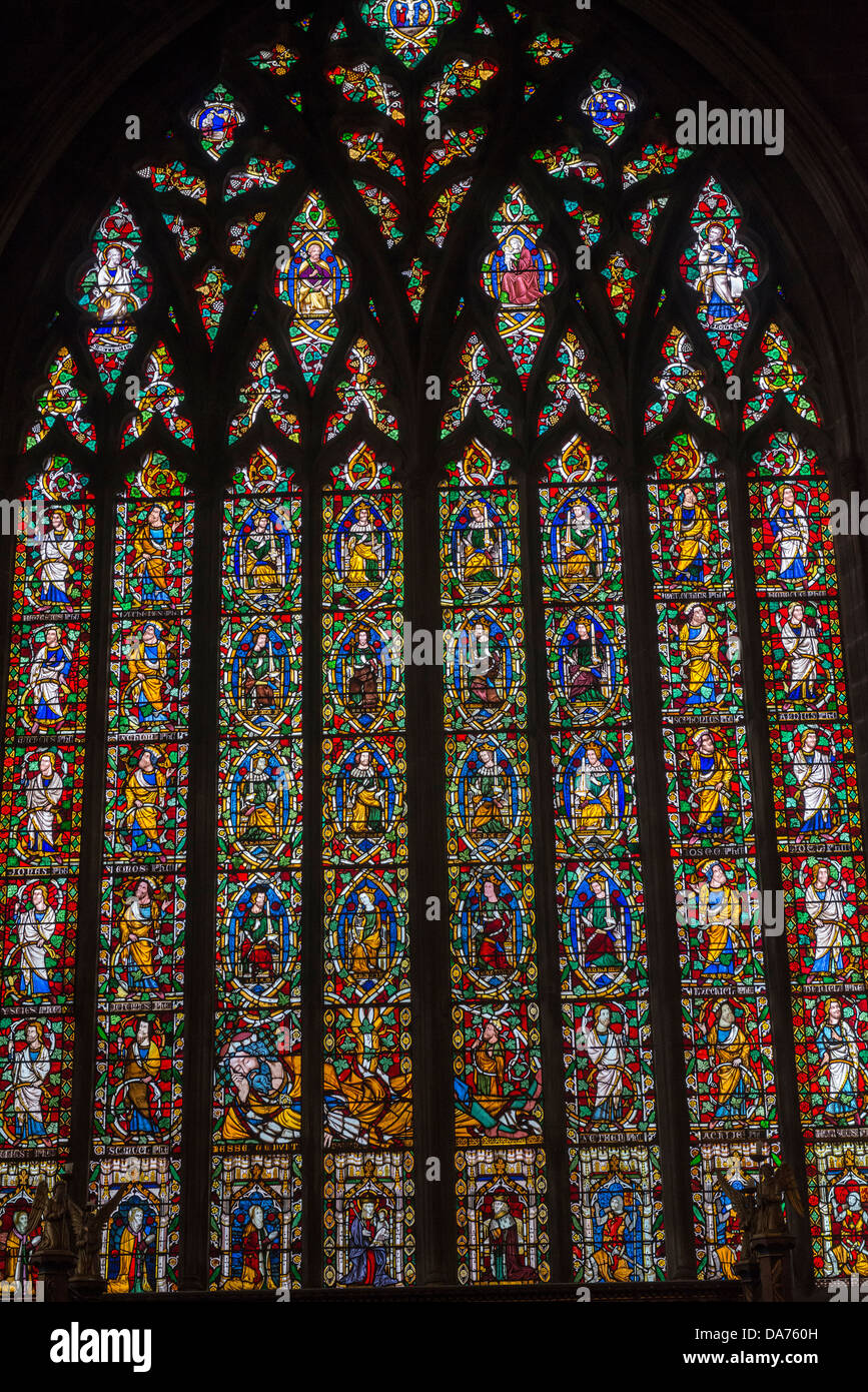 La finestra di Jesse nella chiesa di Santa Maria Vergine, Shrewsbury, Shropshire Foto Stock