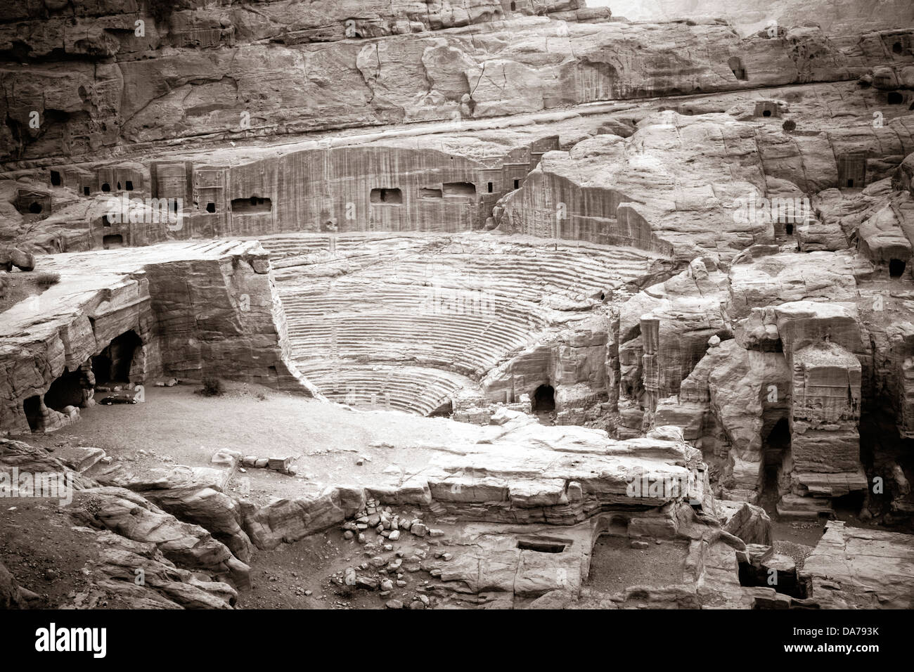 Antico anfiteatro di Petra, Giordania Foto Stock