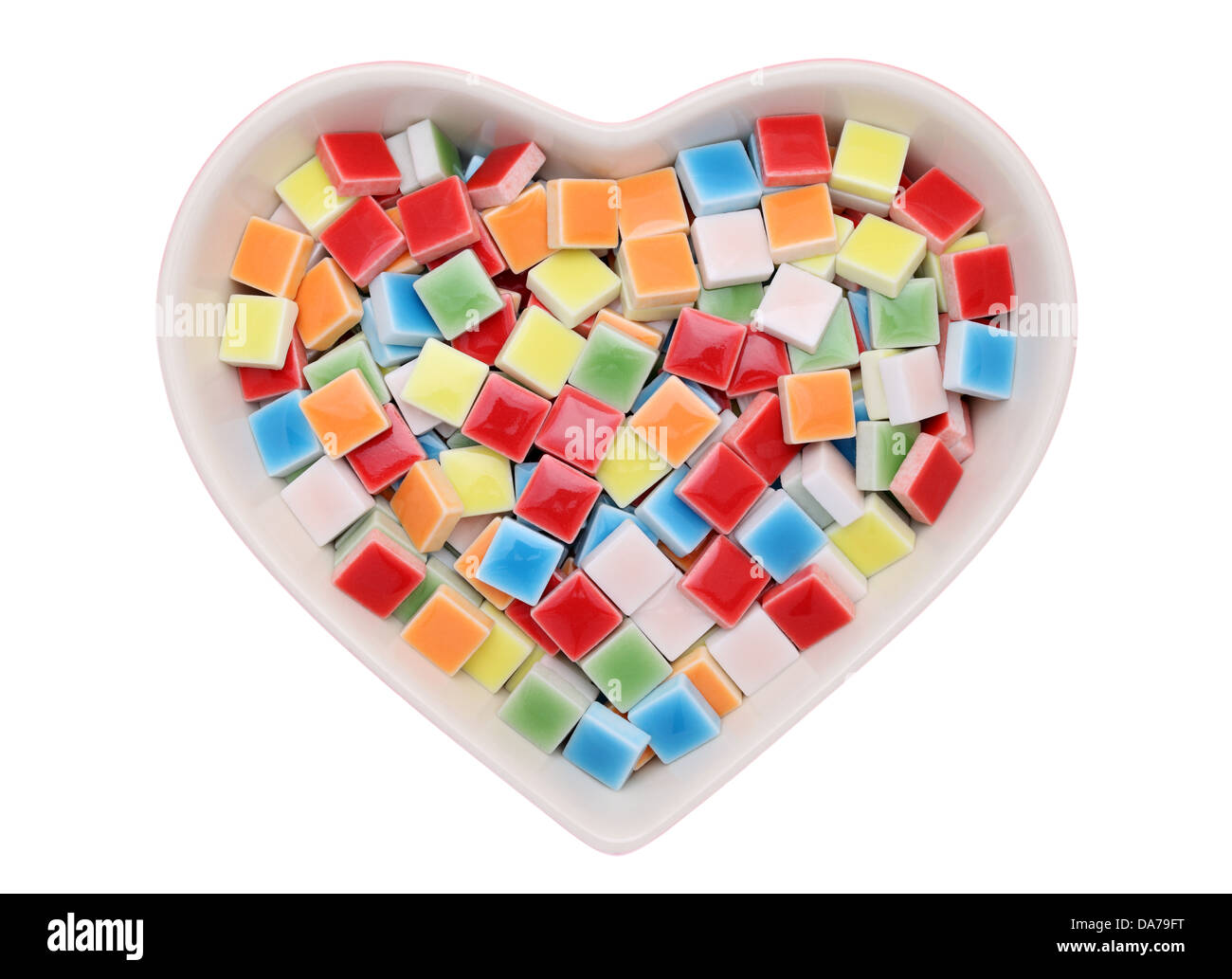 Piastrelle colorate nel cuore a forma di lastra Foto Stock