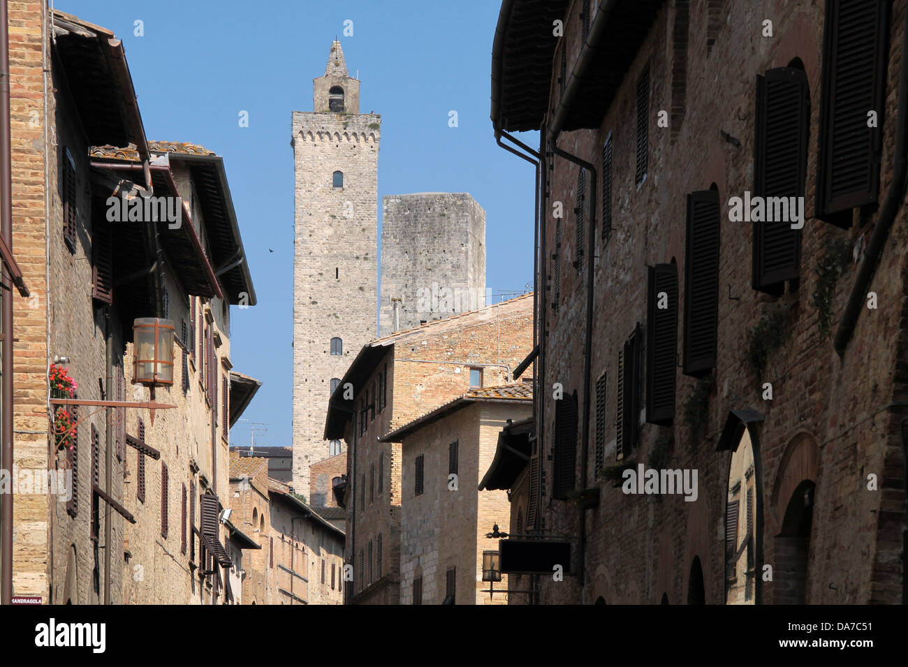 Piccola cittadina di San Gimignano in Toscana, Italia Foto Stock