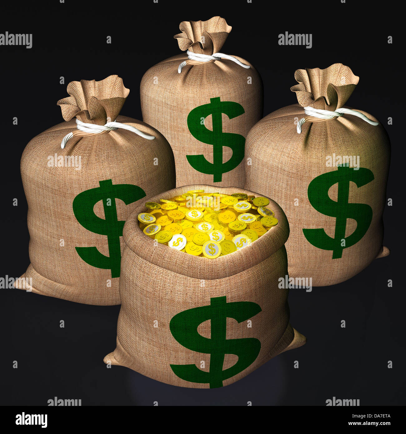 Sacchetti di monete che mostra il tesoro americano o di successo Foto Stock