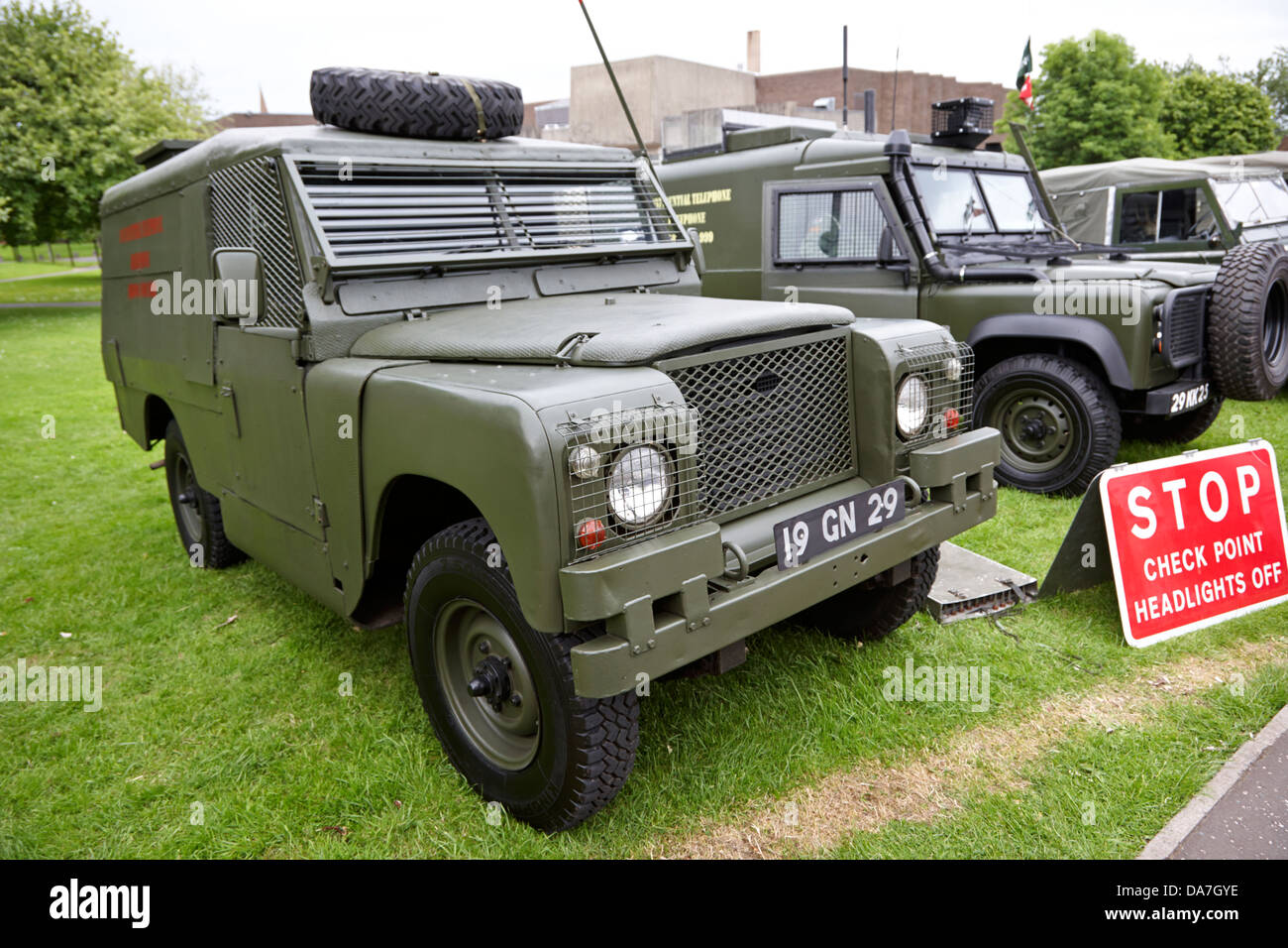 Vintage esercito britannico veicoli militari sul display la contea di Down Irlanda del Nord Regno Unito Foto Stock