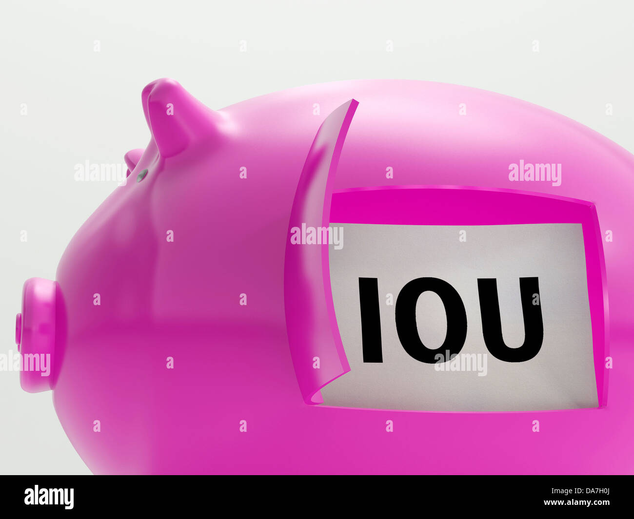 IOU In Piggy mostra rotto, disoccupati e fallita Foto Stock
