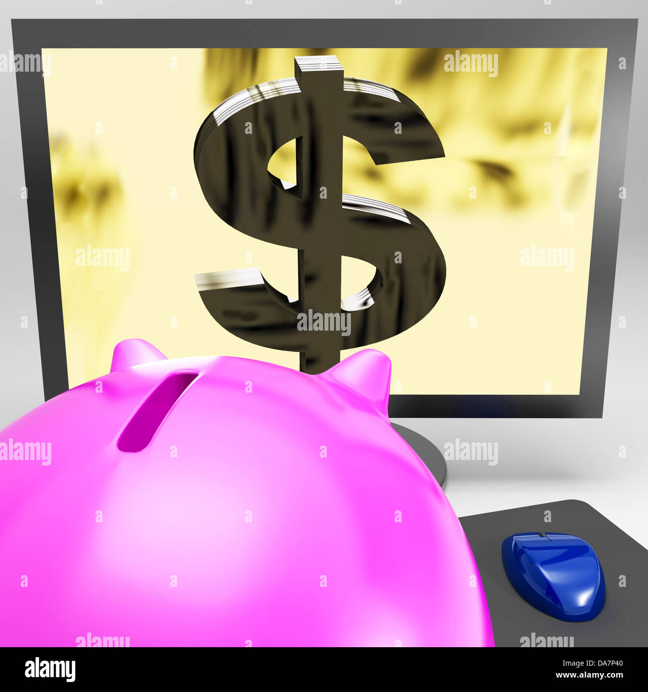 Simbolo del dollaro sul Monitor mostra American il successo e il benessere Foto Stock