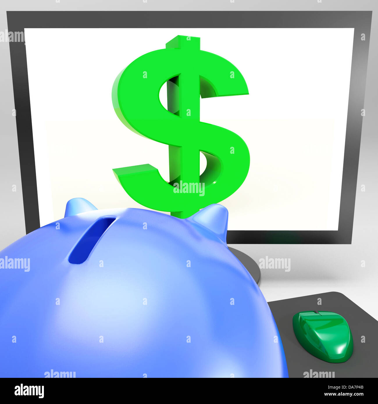 Simbolo del dollaro sul Monitor mostra moneta americana e la prosperità Foto Stock