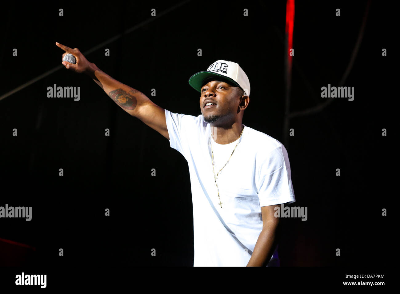 Kendrick Lamar suona dal vivo in concerto negli Stati Uniti. Kendrick Lamar è un rapper americano da Compton, California. Foto Stock