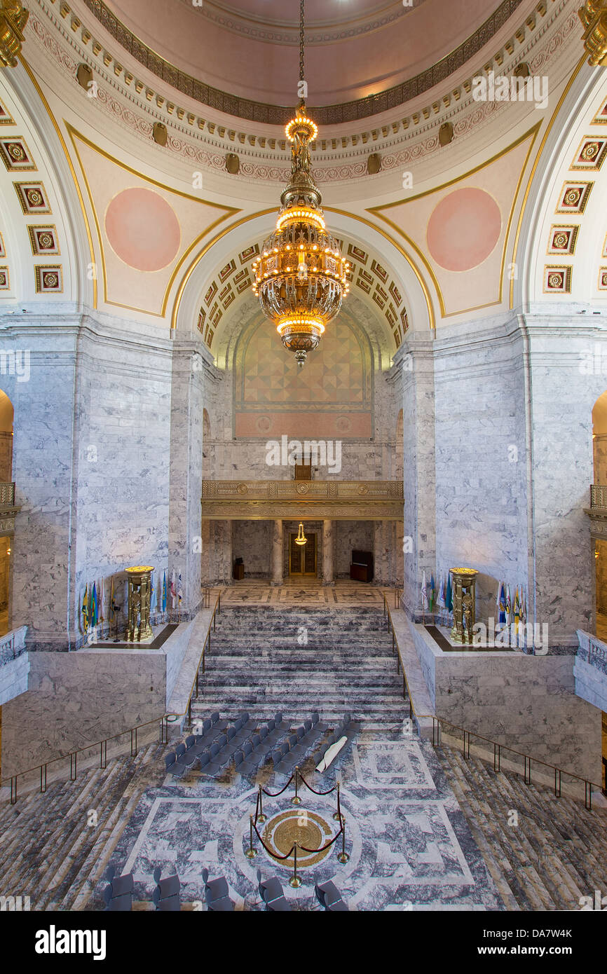 Washington State Capitol Building Rotunda Chandlier in Olympia Foto Stock