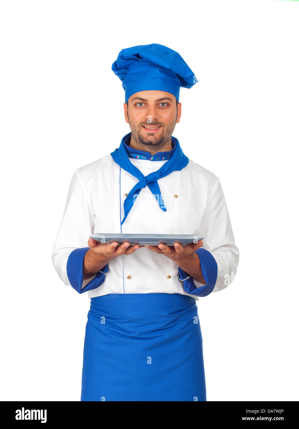 Bello chef isolati su sfondo bianco Foto Stock