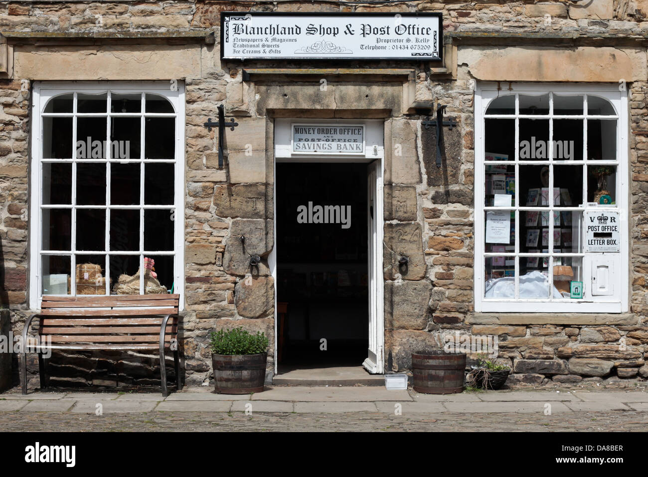 Blanchland post office, Northumberland. Uno dei soli 3 Vittoriana di caselle di posta nel Regno Unito si trova qui. Foto Stock