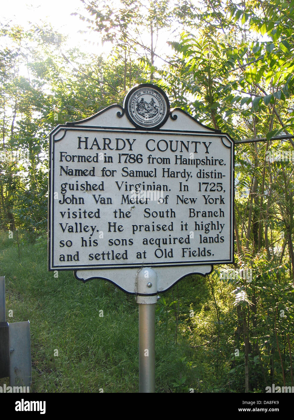 HARDY COUNTY formata nel 1786 da Hampshire. Chiamato con il nome di Samuel Hardy, illustri Virginian. Nel 1725, John Van Metro di New York ha visitato il sud della Valle di diramazione. Egli ha elogiato altamente così i suoi figli terre acquisite e si stabilirono in vecchi campi. Foto Stock