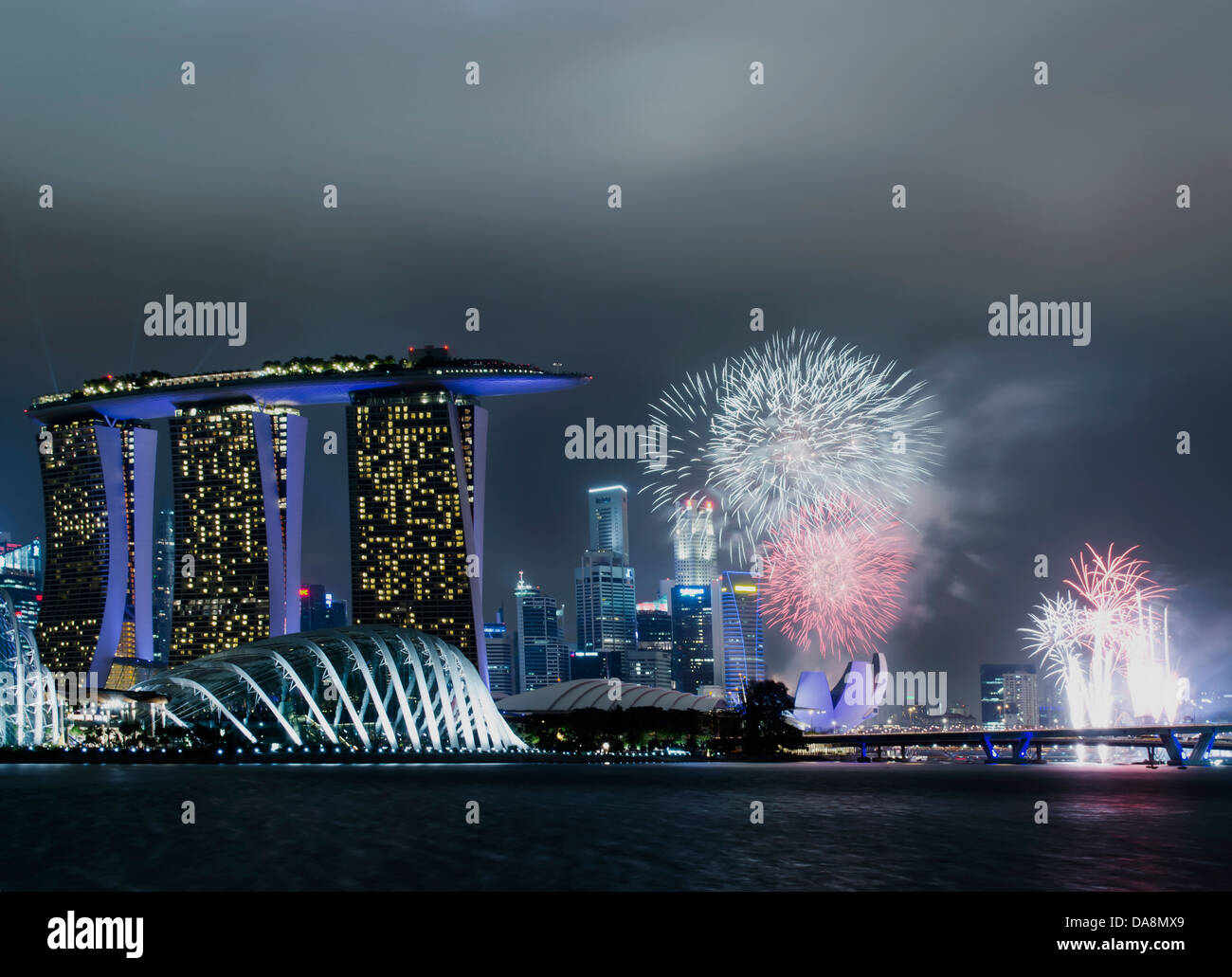 Singapore celebrazione della festa nazionale fuochi d'artificio Foto Stock