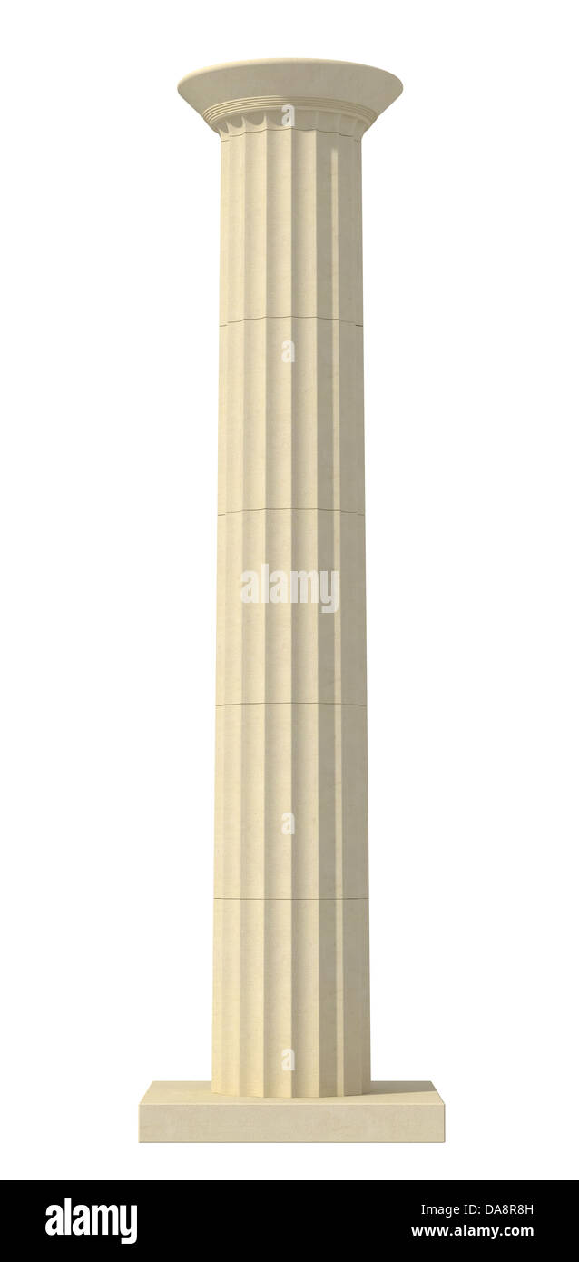 Colonna stile dorico isolato su bianco - il rendering Foto Stock