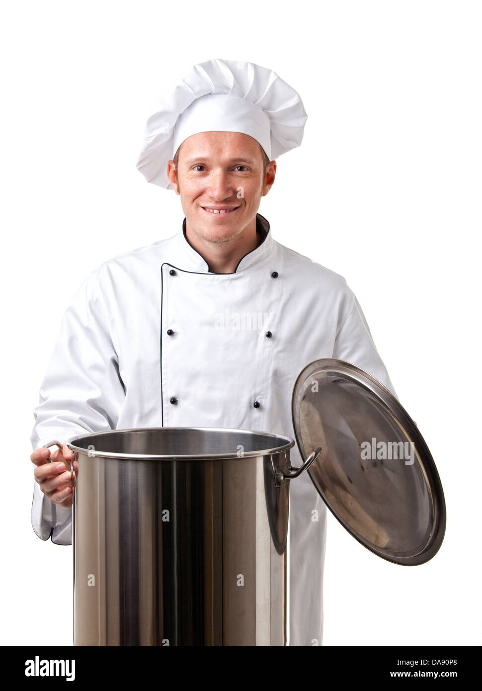 Ritratto di uomo caucasico con chef uniforme Foto Stock