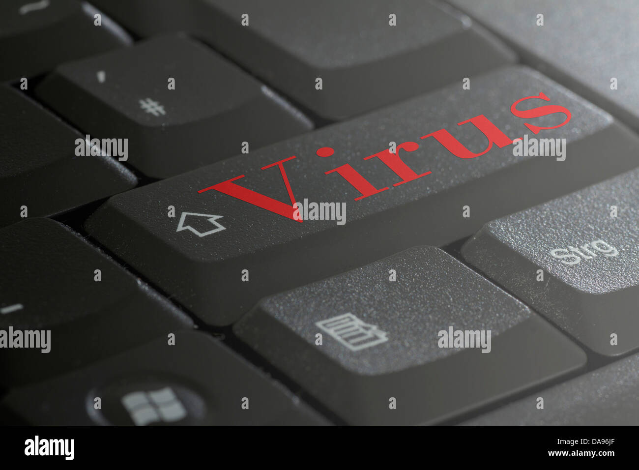 Virus, anti-virus, pericolo minaccia, Criminalità, diritto penale, la criminalità su Internet, Internet, avviso, computer, tastiera per la sicurezza, Foto Stock